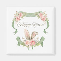 ÍMA FELIZ PASCOA COELHO FLORAL AQUARELA