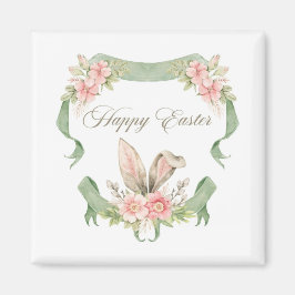 ÍMA FELIZ PASCOA COELHO FLORAL AQUARELA MAGNET