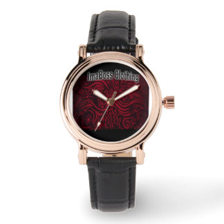 ImaBossClothing Marke Perfect Square Black Leather Armbanduhr