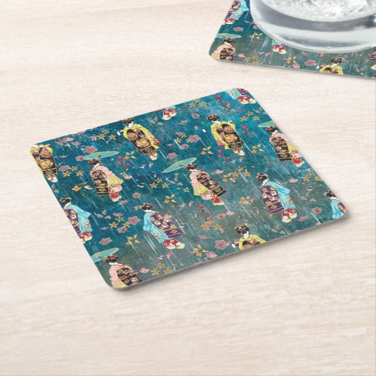 Image Geishas Rechteckiger Pappuntersetzer (angewinkelt)