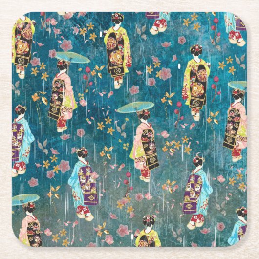 Image Geishas Rechteckiger Pappuntersetzer (Vorderseite)