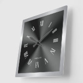Image of Black & Silver & Metallic Stainless Steel Quadratische Wanduhr (Winkel)