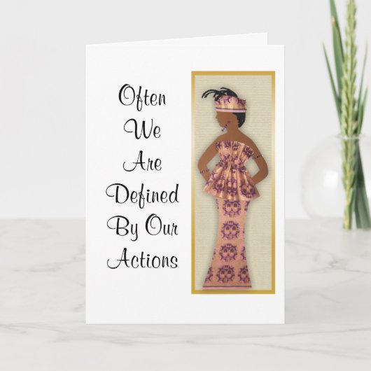 Image of female in purple, pink, gold, card dankeskarte (Vorderseite)