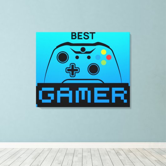 Image of Game Controller and Best Gamer Text Leinwanddruck (Insitu (Holzboden))