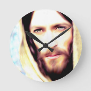 Image Of Jesus Runde Wanduhr