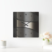 Image of Shiny Metallic Modern Geometric Design Quadratische Wanduhr (Zuhause)