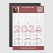 Image QR-code Burgundy White 2026 Calendar Magnet (Vorne/Hinten)