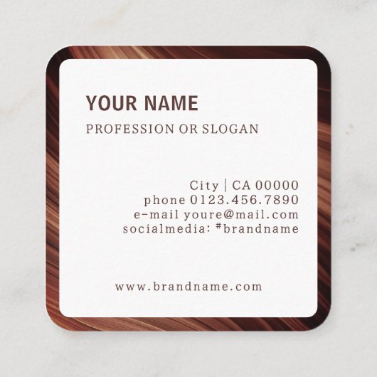 Image Template Modern Branch Mahaghoni Wood Brown Quadratische Visitenkarte (Rückseite)