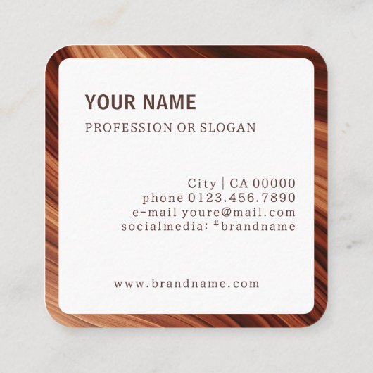 Image Template Modern Branch Mahaghoni Wood Brown Quadratische Visitenkarte (Rückseite)