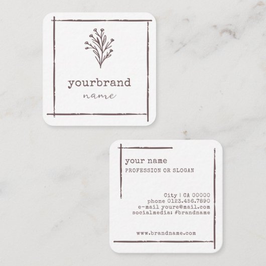 Image Template Rustic Floral Bouquet Blume Quadratische Visitenkarte (Vorne/Hinten)