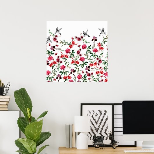 imagem de flores e passaros poster (Heimbüro)