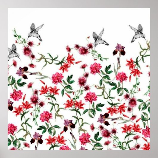 imagem de flores e passaros poster (Vorne)