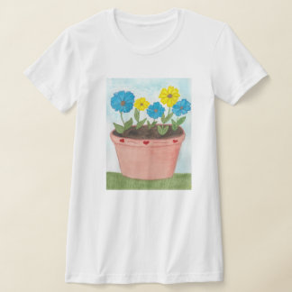 Imaginäre Blumen im Blumenkübel mit Herzen T-Shirt