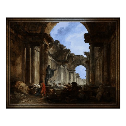 Imaginäre Sicht auf die Grand Gallery des Louvre Poster (Vorderseite)