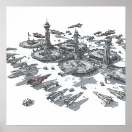 Imaginärer Weltraumport Poster
