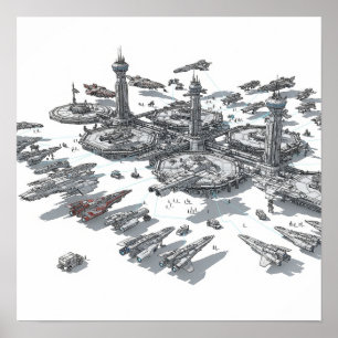 Imaginärer Weltraumport Poster