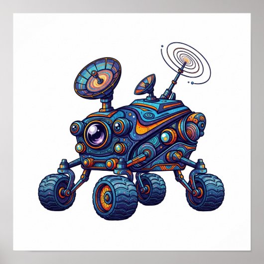 Imaginärer Weltraumrover Poster (Vorne)