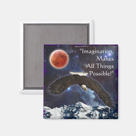 Imagination Bald Eagle & Space Fantasy Art Magnet (Vorderseite/Rückseite)