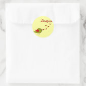 "Imagine" Bird and Hearts Design Runder Aufkleber (Tasche)