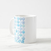 IMAGINE - Blaue internationale Friedenszeichen Kaffeetasse (Vorderseite Links)