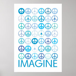 IMAGINE - Blaue internationale Friedenszeichen Poster