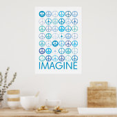 IMAGINE - Blaue internationale Friedenszeichen Poster (Küche)