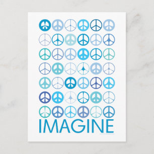 IMAGINE - Blaue internationale Friedenszeichen Postkarte