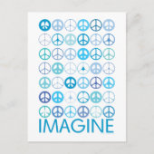 IMAGINE - Blaue internationale Friedenszeichen Postkarte (Vorderseite)