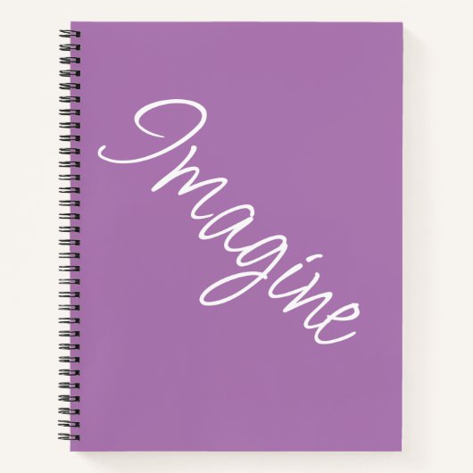 "Imagine" Phrase Lavender Lila Hintergrund Notizblock (Vorderseite)