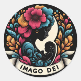 Imago Dei Image von God Baby in Womb Black Runder Aufkleber