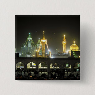 Imam Reza Shrine Complex in der Nacht, Mashhad, Button