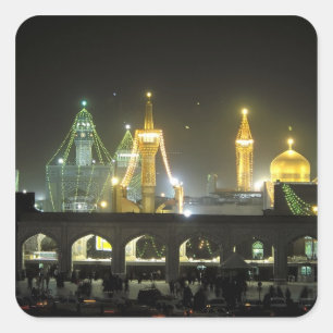 Imam Reza Shrine Complex nachts, Mashhad, Quadratischer Aufkleber