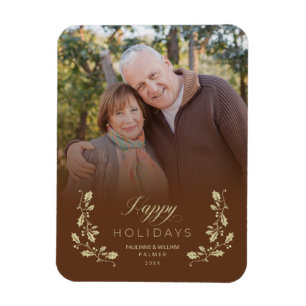 Imán Brown Whimsical Script Quote Foto Weihnachten Magnet