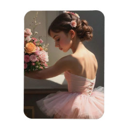 Iman con bailarina sujetando ramo de flores magnet