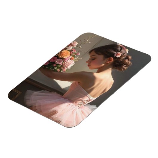 Iman con bailarina sujetando ramo de flores magnet (Linke Seite)