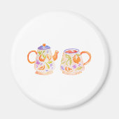 Iman con tazas, conjunto cute naranja floral magnet (Vorne)