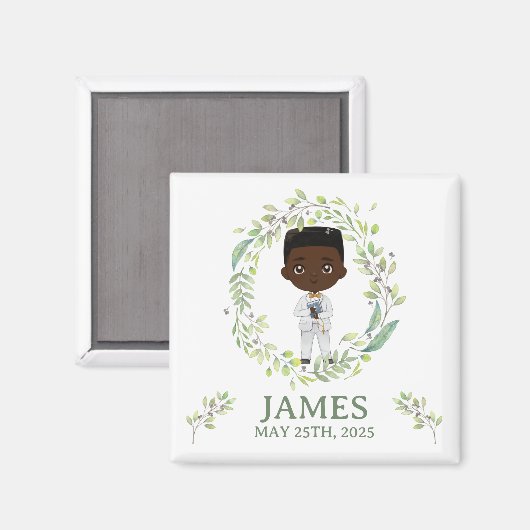Imán cuadrado Primera Comunión JAMES Magnet (Vorderseite/Rückseite)