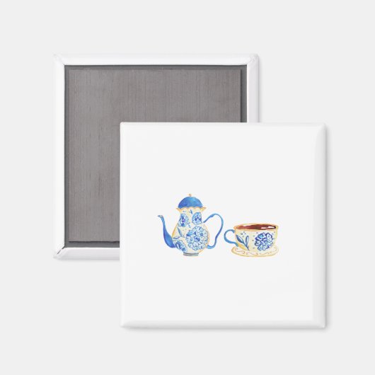 Iman floral azul magnet (Vorderseite/Rückseite)