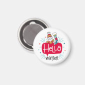 Imán redondo navideño hello winter magnet (Vorderseite/Rückseite)
