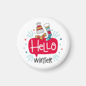 Imán redondo navideño hello winter magnet (Vorne)