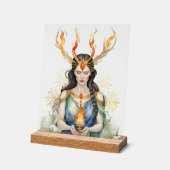 Imbola Wiccan Goddess Flame & Golden Snowflake Acrylschild (Winkel)