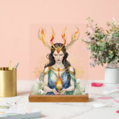 Imbola Wiccan Goddess Flame & Golden Snowflake Acrylschild (Hochzeit)