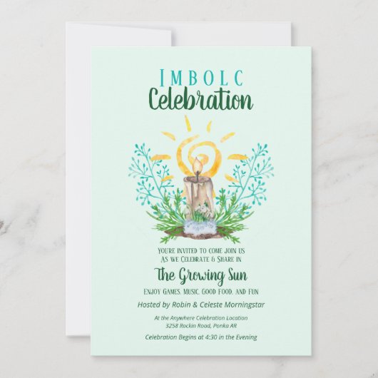 Imbolc Candle Growing Sun Pagan Celtic Holiday Einladung (Vorderseite)