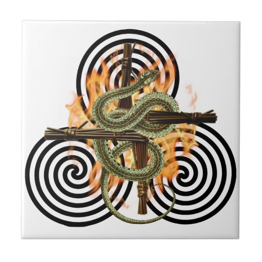 Imbolc-Feuerwehrschlange Pagan Sabbat Altar Tile Fliese (Vorderseite)