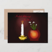 Imbolc Imbolg Candle und Snowdrops Brid Brighid Postkarte (Vorne/Hinten)