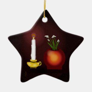 Imbolc Imbolg Kerze und Snowdrops Brid Brighid Keramik Ornament