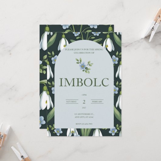 Imbolc | Rad des Jahres Einladung (Vorderseite/Rückseite Beispiel)
