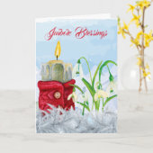 Imbolc Snowdrops & Candle Sweater Wiccan Gruß Karte (Gelbe Blume)