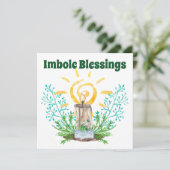 Imbolc Spiral Sunshine Candlelight & Greenery Feiertagskarte (Stehend Vorderseite)