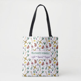 Imbolc-Tasche mit paganen saisonalen Mustern und B Tasche